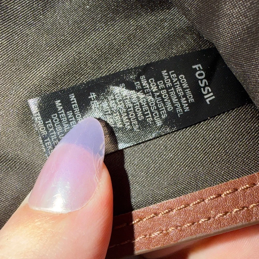 Fossil Tan Geometric Embossed Leather Bifold Wallet